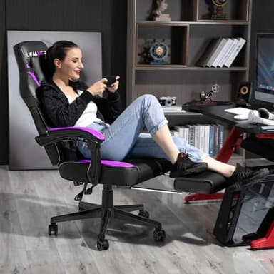 LEMBERI Gaming Chairs for Adults,Ergonomic Video Game Chairs with footrest,Big and Tall Gaming Chair 400lb Weight Capacity, Racing Style Gaming Computer Gamer Chair with Headrest and Lumbar Support - Image 2