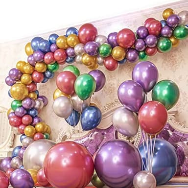 Colorful Party Balloons 100pcs 12inch Chrome Metallic Helium Balloons for Birthday Party Decoration and Arch Decoration Wedding Birthday Baby Shower Christmas Party - Image 6