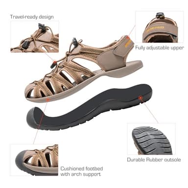 DREAM PAIRS Men's Adventurous Summer Outdoor Sandals,Size 9,Khaki/Yellow,160912-M - Image 2