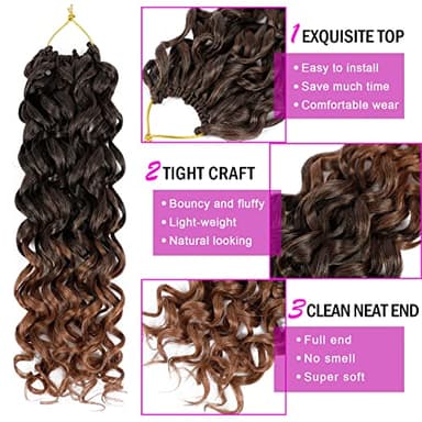 7 Packs GoGo Curl Crochet Hair 14 Inch Short Curly Crochet Hair for Women Beach Curl Water Wave Deep Twist Crochet Braids Synthetic Braiding Hair Extensions (14 Inch, T1B/30) - Image 4