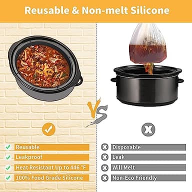 FROVEN 4-4.5 Quart Silicone Slow Cooker Liners Oval – Thickened, Weighted & Sturdy Reusable Crockpot Inserts. Leakproof, Dishwasher Safe, Compatible with Most 4QT to 4.5QT Crock Pot Slow Cookers. - Image 7
