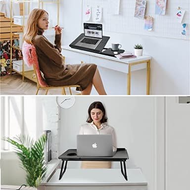 Laptop Desk for Bed Couch,Lap Desk for Laptop,Portable Laptop Stand for Desk,Small Adjustable Laptop Desk,Foldable Bed Table for Laptops and Writing, Bed Tray Table with Cup Holder(Black) - Image 3