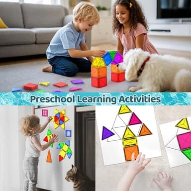 Mini Magnetic Tiles Toddler Toys, Travel Set Magnetic Building Blocks for Kids Ages 3+, Educational Toy for Boys Girls for Sensory Play Preschool Learning Classroom Must Haves Decor - Image 5
