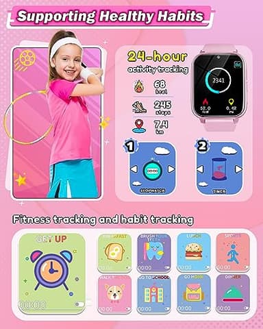 Sueseip Kids Smart Watches Girls Toys Age 6-8, HD Touchscreen Dual Cameras Kids Watch for Girl Ages 8-10, Kid Toy with 35 Games MP3 Learn Card for 5 6 7 8 9 Year Old Girl Christmas Birthday Gifts - Image 6