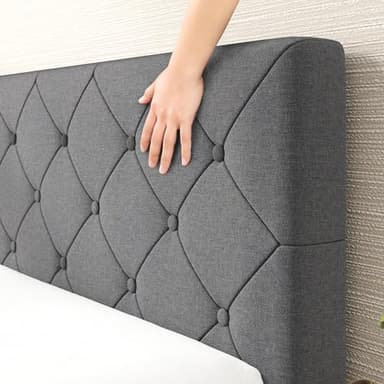ZINUS King Shalini Upholstered Platform Bed Frame with Headboard [New WonderBox(TM) Version], Wooden Slat Support, No Box Spring Needed, Easy Assembly, Eco Friendly Packaging, Dark Grey - Image 9