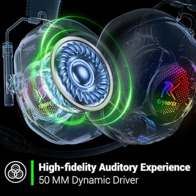 Wireless Gaming Headset with Noise Canceling Microphone for PC, PS5, PS4, Switch, Mac，2.4 GHz Wireless & Bluetooth 5.4 Gaming Headphones, Cool RGB Lighting, 40Hr Battery, 50mm Drivers-White - Image 4