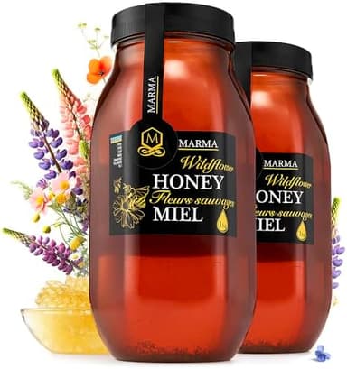 HONIGMA® Marma Wildflower Honey | Authentic Raw Honey from Ukraine | 100% Pure & Unpasteurized | 1000g/35.2oz | May Arrive Crystallized or Partially Crystallized | Pack of 2 - Image 2