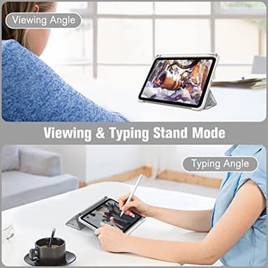 Fintie Hybrid Slim Case for iPad Mini 7 (A17 Pro, 7th Generation) 2024 / iPad Mini 6 (6th Gen) 8.3 Inch, [Built-in Pencil Holder] Shockproof Cover Clear Transparent Back Shell, Cloudy Marble - Image 7