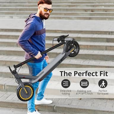 Electric Scooter - 8.5" Solid Tires, 350W Motor, Up to 19 MPH and 23 Miles Long-Range Portable Foldable Commuting Scooter for Adults with Double Braking System and App - Image 6