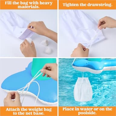 JOYIN XL Inflatable Pool Float Set, 125'' Volleyball Net & Basketball Hoops, Extra Large Floating Swimming Game Toy for Kids and Adults, Summer Floaties, Volleyball Court|Basketball, XL-Blue, Cyan - Image 7