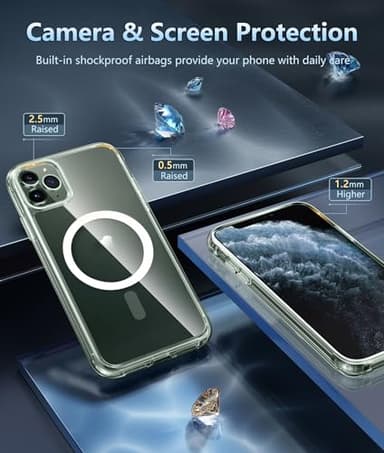 FNTCASE for iPhone 11 Pro Case: Magnetic Slim Anti-Yellowing Clear Case | Military Grade Protective & Shockproof Drop Protection Thin Transparent Crystal Phone Cover (A-Clear) - Image 5