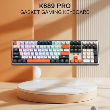 Redragon K689 PRO Wireless Gasket RGB Gaming Keyboard, 108 Keys Mechanical Keyboard w/Extra 4 Hotkeys, Upgraded Hot-swappable Socket, 3-Layer Noise Dampening, Round PBT Keycaps, Custom Linear Switch - Image 7