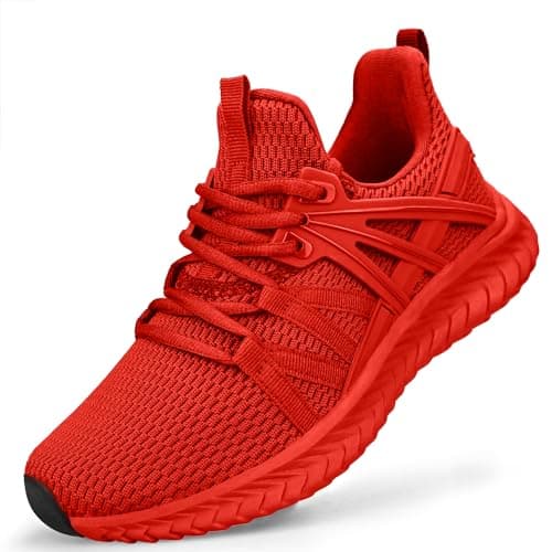 Abboos Womens Walking Shoes- Memory Foam Lightweight Tennis Shoe Sports Shoes Gym Slip On Running Sneakers Red Size 7 - Image 1