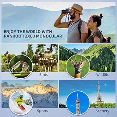 12x60 Monocular Telescope High Powered with Smartphone Adapter Tripod and Portable Bag, Larger Vision Monoculars for Adults with BAK4 Prism & FMC Lens, Suitable for Bird Watching Hiking Travel - Image 5