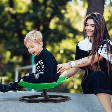 Sensory Spinning Chair for Kids with Autism & ADHD, Swivel Chair for Indoor/Outdoor Use, Sit and Spin Toys, Fish-Shaped Sensory Chairs for Autistic Children, Training Body Coordination (Green) - Image 2