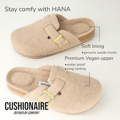 CUSHIONAIRE Hana Womens Clogs | Comfortable Vegan Suede Clogs for Women | Slip On Potato Shoes with Cork Footbed & Arch Support| Sand 7 - Image 6