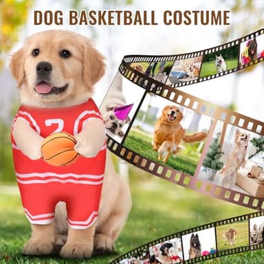 Creative.C Dog Basketball Player Costume with Ball, Red, Large - Image 4
