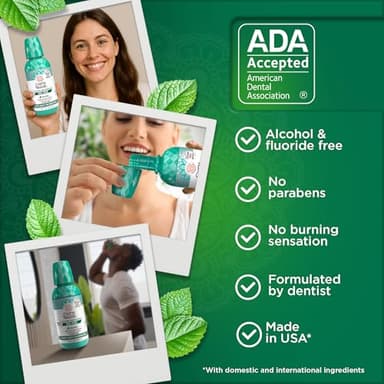 GuruNanda Fresh Breath Mouthwash, ADA-Accepted, Alcohol & Fluoride-Free, Sodium Chlorite, Essential Oils & Vitamins, 12-Hrs Fresh Breath, Wild Mint, 16 oz - Image 7