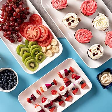 DELLING Large Serving Platter Set 16/14/12inch Large Serving Tray - Rectangular White Serving Trays for Party, Sushi, Oven Safe Dinnerware Set of 3, White - Image 5