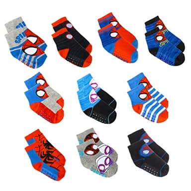 Spiderman Grip Socks, Socks for Toddler Boys, 10 Pack, Spider man Toddler Gripper Socks, Amazing Spiderman Variety Pack 6-12 Months - Image 1