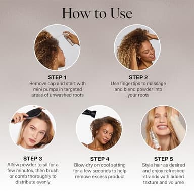 Kitsch Volumizing Rice Protein Dry Shampoo Powder - Dry Shampoo for Women & Men, No White Cast, Absorbs Oil, Non-Greasy, For Light-to-medium Hair Colors, Travel Size in Pump Form - Invisible 1oz - Image 6