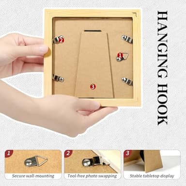 Picture Frames 5x5 2 Pack Made of Solid Wood Black for Wall Mounting and Tabletop Display - Image 5
