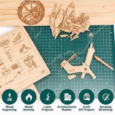 Basswood Sheets 1/8 x 12 x 12 Inch, 3mm Plywood Sheets,12Pack Balsa Wood for Laser Cutting,Wood Burning,Painting, Model Making - Image 5