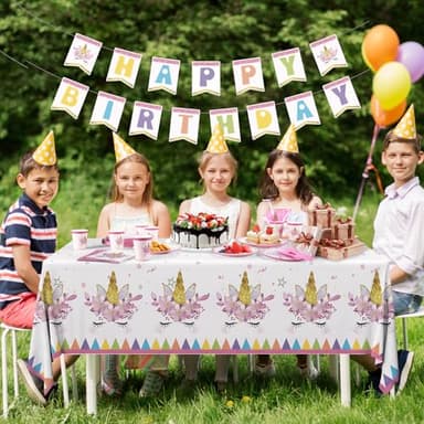 Cecnamt Unicorn Birthday Decorations for Girls, 170 Pcs Unicorn Party Decorations Including Banner, Plates, Cups, Napkins, Cutlery and Tablecloths, Serves 24 - Image 6