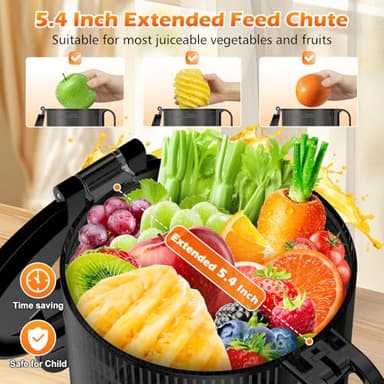 Juicer Machines with 5.4" Large Feed Chute, 400W Cold Press Juicer for Whole Vegetables and Fruits, Slow Masticating juicer Easy to Clean Juice Extractor Machine High Juice Yield(Titanium Gray) - Image 2