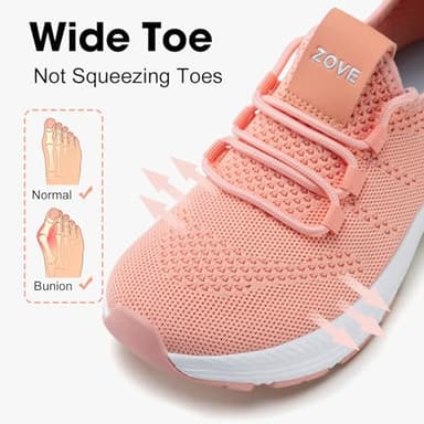 ZOVE Wide Toe Box Shoes Women Extra Wide Width Sneakers Ultra Light Road Running Shoes Non-Slip Tennis Sneakers Breathable Walking Athletic 8803 Orange Pink 39 - Image 2