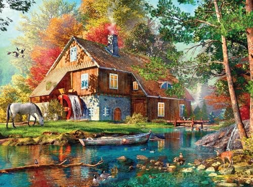 Buffalo Games – Dominic Davison - Autumn Windmill - 1000 Piece Fall Jigsaw Puzzle - Festive Puzzle for Adults – Halloween Artwork and Hours of Relaxing Fun - Finished Size 26.75 x 19.75 - Image 1