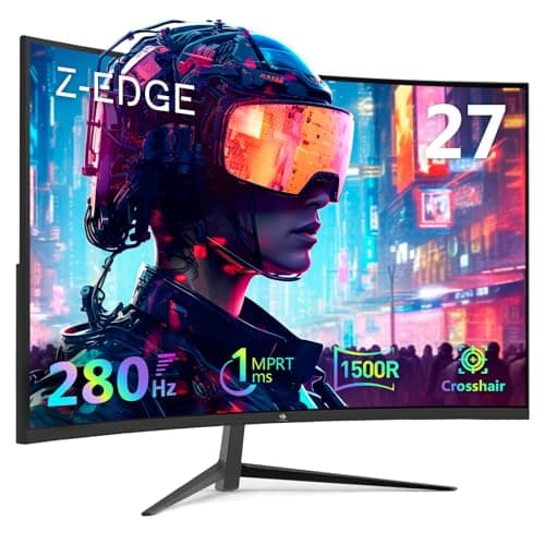 Z-Edge 27 inch Curved Gaming Monitor, FHD 1080P 280Hz Curved 1500R Computer Monitor, Ultra-Fast MPRT 1ms Monitor, 350nits, 16.7M Colors, 4000:1 Contrast, UG27P 2X DP 1.2 Ports and 2X HDMI 2.0 Ports - Image 1