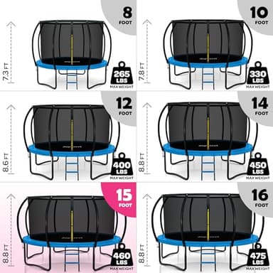 Trampoline for Kids and Adults - 8Ft 10Ft 12Ft 14FT 15ft 16ft Trampoline with Net - with Bonus Sprinkler and LED Lights/ASTM Certified/Extra Sturdy Recreational Outdoor Trampolines - Image 4