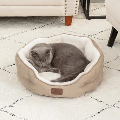 Bedsure Dog Beds for Small Dogs - Round Cat Beds for Indoor Cats, Washable Pet Bed for Puppy and Kitten with Slip-Resistant Bottom, 20 Inches, Camel - Image 7