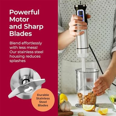 Mueller Immersion Blender Handheld - 8 Speed Stainless Steel Electric Hand Blender, 3 in 1 Emulsion Blender Handheld with Turbo Mode, Stick Blender Emulsifier for Kitchen for Soup, Smoothie, Puree - Image 5