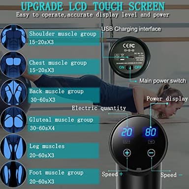 Massage Gun Deep Tissue,Percussion Back Massager Gun for Athletes Muscle Massage Gun for Pain Relief with 8 Massage Heads & 20 Speeds (Matte Black) - Image 2