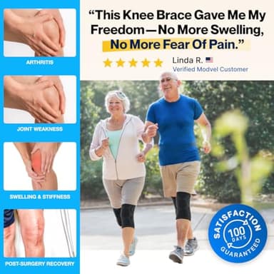 Modvel 2 Pack Knee Brace for Women & Men - Workout Knees Compression Sleeve for Knee Pain Relief Joint Support for ACL, Arthritis, Meniscus Tear Knees Brace for Sports, Rodilleras para Gym Fitness - Image 2