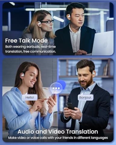 AI Translation Earbuds Real Time with Charging Case White - Image 3