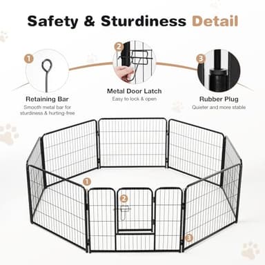 SMUG Heavy-Duty Iron Dog Playpen – 8 Panels 40” Durable, Rust-Resistant Pet Fence for Indoor & Outdoor Use, Secure & Spacious Pet Play Area for Dogs, Puppies & Small Animals - Image 4