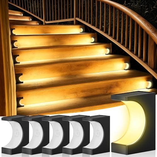 ZOOI Solar Step Lights for Outside, Step Lights Outdoor Waterproof, Outdoor Solar Stair Light for Yard, Garden Decor for Outside, Solar Garden Lights for Step, Stair, Patio, Porch, Deck Decor, 6PCS - Image 1
