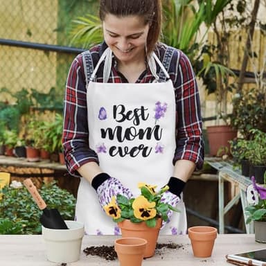 Percozzi Gifts for Mother‘s day Gardening Tools Kit Planting Tools Lavender Straw Hat Floral Apron Glove Women Birthday Spring Mother's Day Basket for Her Mother Outdoor Yard Lawn Horticulture Starter - Image 2