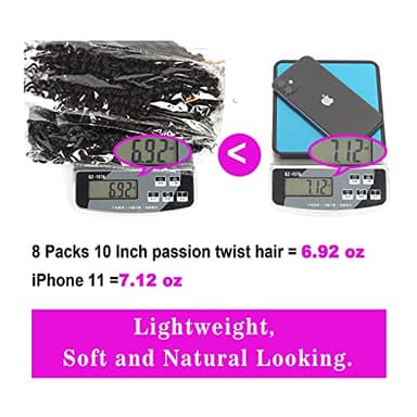 BILEAF Pre-twisted Passion Twist Crochet Hair for Women 8 Packs Curly Crochet Hair Pre Looped 12 Inch Ombre Passion Twist Hair, Short Passion Twists Hair Crochet Passion Twists Crochet Boho Braids 1B - Image 4