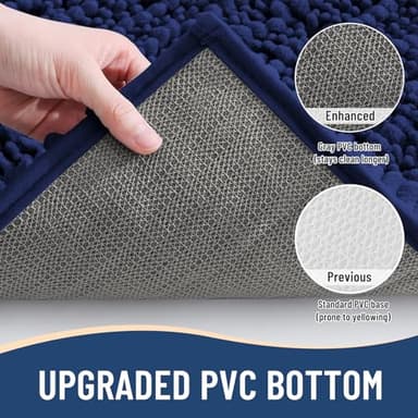 Arotive Luxury Chenille Bathroom Rug Mat, Extra Soft Thick Absorbent Shaggy Bath Rugs, Non-Slip Machine Wash Dry, Plush Bath Mats for Bathroom, Shower and Tub, 60x24, Navy - Image 5