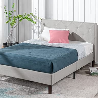 ZINUS Shalini Upholstered Platform Bed Frame, Mattress Foundation, Wood Slat Support, No Box Spring Needed, Easy Assembly, Light Grey, Full - Image 9