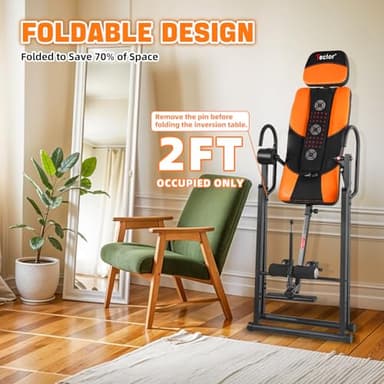 Teclor Inversion Table,Advanced Heat and Massage Function,Strength Training Inversion Table for Back Pain Relief,Heavy Duty Inversion Table 350 lbs Capacity with Wider and Thickened Backrest - Image 6