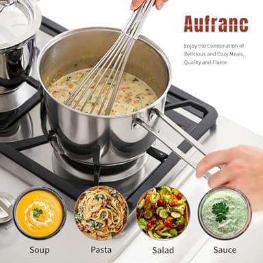 Aufranc Stainless Steel pots and pans set, 6 Piece Nonstick Kitchen Induction Cookware Set,Works with Induction/Electric and Gas Cooktops, Nonstick, Dishwasher - Image 7