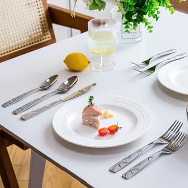 HIKAA Silverware Set, 30-piece Stainless Steel Flatware Set Cutlery Set for 6, for Kitchen, Home, Wedding, Party, Mirror Polished and Dishwasher Safe - Image 2