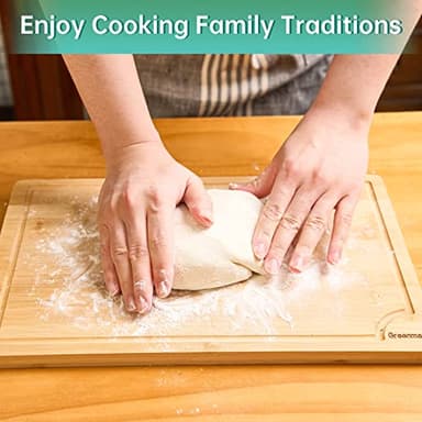 Bamboo Cutting Boards for Kitchen, Wood Cutting Board with Holder, Bamboo Cutting Board Set Reversible with Juice Grooves for Meat Cheese Fruit and Vegetables (Four Piece Set) - Image 6