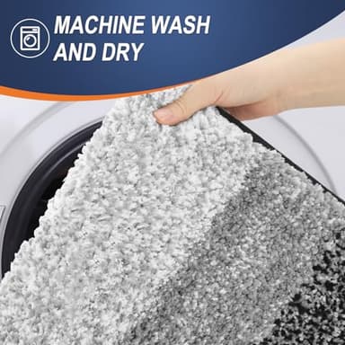 OLANLY Bathroom Rug Mat 44x24, Extra Soft and Absorbent Microfiber Bath Rugs, Non-Slip Plush Shaggy Bath Carpet Runner, Machine Wash Dry, Bath Mats for Bathroom Floor, Tub and Shower, Black - Image 5