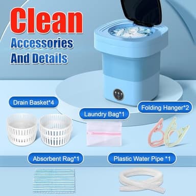 Portable Washing Machine with 3 Intelligent Cleaning Modes, 11L Mini Washer with Foldable Design, Mini Folding Washing for Travel, Camping, Apartment, Dorm, Baby Clothes, Socks and Underwear - Image 6